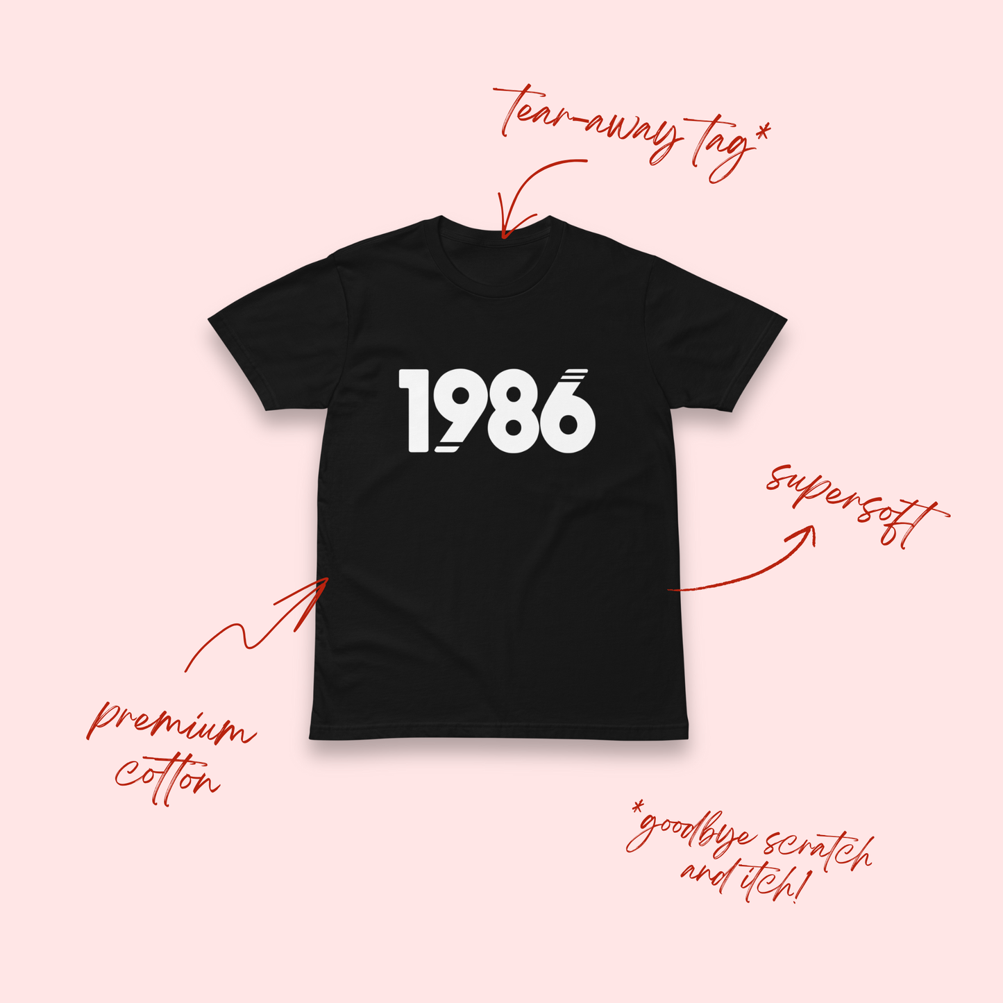 1986 Birth Year Black T-Shirt