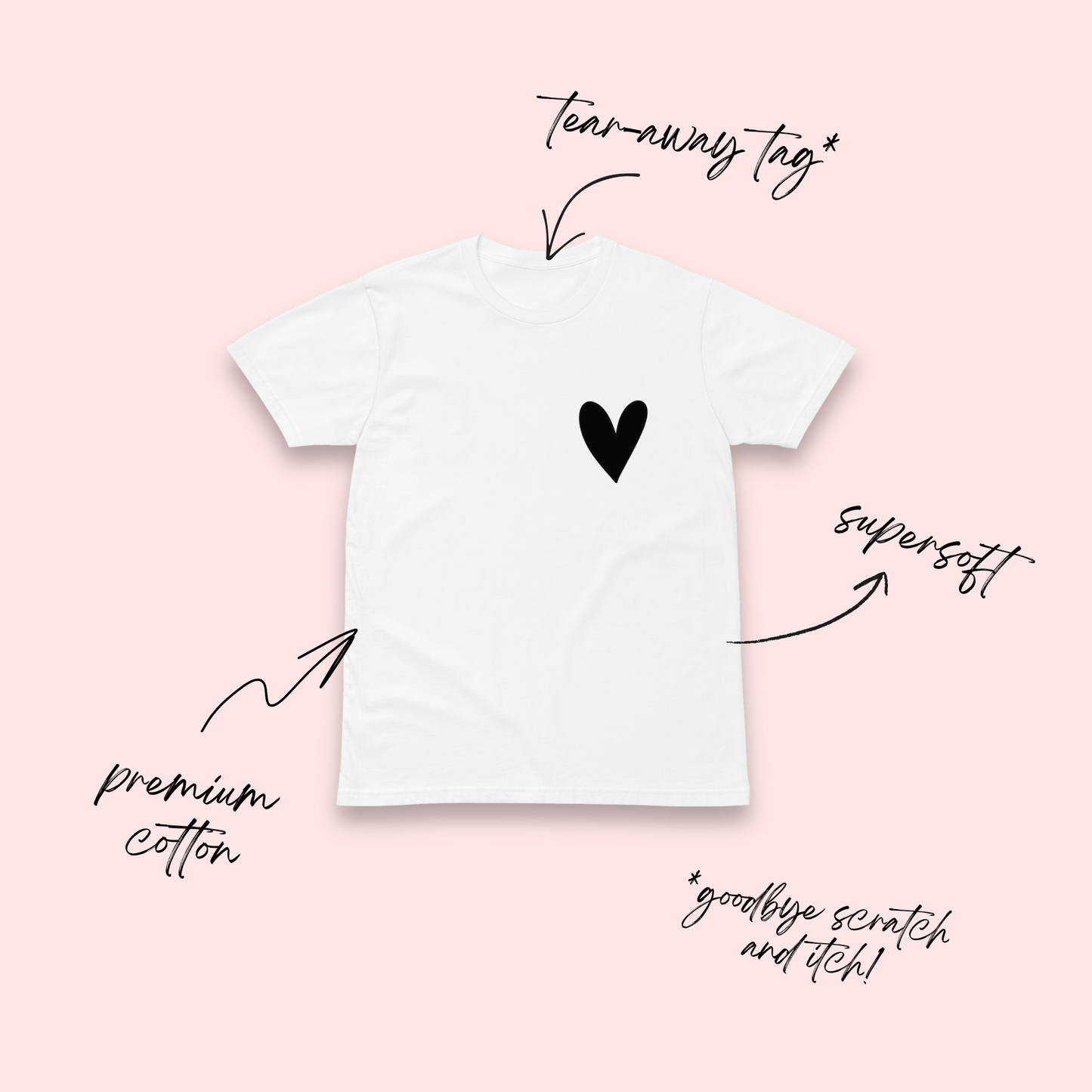 Black Heart White T-Shirt
