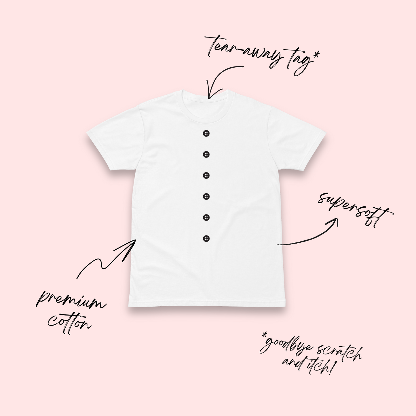 Faux Black Buttons Minimalist T-Shirt