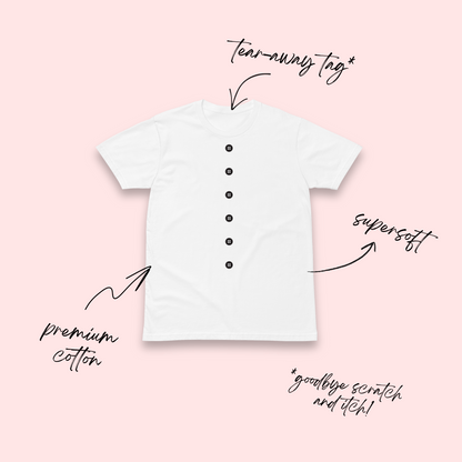 Faux Black Buttons Minimalist T-Shirt